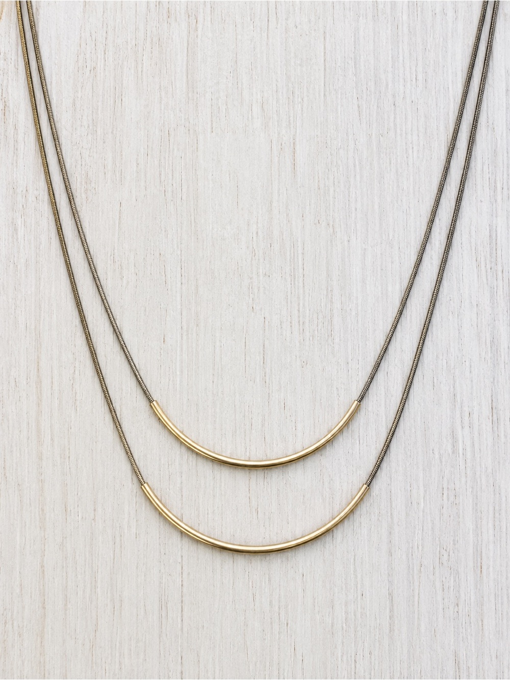 Minimalist Double Layer Gold Bar Pendant Necklace - Banana Republic